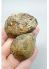 Doğal Bronz Pas ve İndigo Mor Siyah Deniz Tüyü Akik Çifti