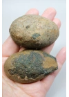 土トーンの青銅色のサビと紺碧の海羽アゲート