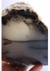 Kararsız buz mavisi, süt beyazı ve kömür siyahı Dendritik Opal Serbest Form Yarım, 479g