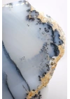 Kararsız buz mavisi, süt beyazı ve kömür siyahı Dendritik Opal Serbest Form Yarım, 479g