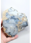 Kararsız buz mavisi, süt beyazı ve kömür siyahı Dendritik Opal Serbest Form Yarım, 479g
