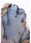 Kararsız buz mavisi, süt beyazı ve kömür siyahı Dendritik Opal Serbest Form Yarım, 479g