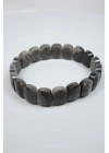 Gece Gökyüzünün Gümüş Şifası: Parlak Oval Faset Kesim Silver Obsidyen Bileklik