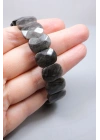 Gece Gökyüzünün Gümüş Şifası: Parlak Oval Faset Kesim Silver Obsidyen Bileklik