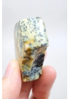Yeşil Merlinit Serbest Form - Antep Fıstığı Dendritik Opal ile Turuncu Damalar ve Siyah Ağaç İçerikleri, 42g