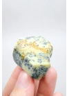 Yeşil Merlinit Serbest Form - Antep Fıstığı Dendritik Opal ile Turuncu Damalar ve Siyah Ağaç İçerikleri, 42g