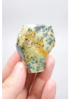 Yeşil Merlinit Serbest Form - Antep Fıstığı Dendritik Opal ile Turuncu Damalar ve Siyah Ağaç İçerikleri, 42g