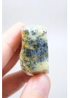 Yeşil Merlinit Serbest Form - Antep Fıstığı Dendritik Opal ile Turuncu Damalar ve Siyah Ağaç İçerikleri, 42g