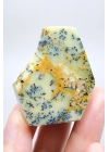 Yeşil Merlinit Serbest Form - Antep Fıstığı Dendritik Opal ile Turuncu Damalar ve Siyah Ağaç İçerikleri, 42g