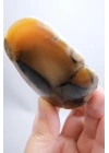 Bal Rengi Dendritik Opal Cilalı | Koyu Kahverengi Dendritik Opal ile Siyah İçerikler