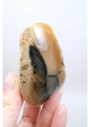 Bal Rengi Dendritik Opal Cilalı | Koyu Kahverengi Dendritik Opal ile Siyah İçerikler