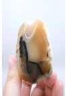 Bal Rengi Dendritik Opal Cilalı | Koyu Kahverengi Dendritik Opal ile Siyah İçerikler