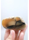 Bal Rengi Dendritik Opal Cilalı | Koyu Kahverengi Dendritik Opal ile Siyah İçerikler