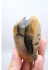 Bal Rengi Dendritik Opal Cilalı | Koyu Kahverengi Dendritik Opal ile Siyah İçerikler