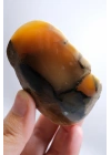 Bal Rengi Dendritik Opal Cilalı | Koyu Kahverengi Dendritik Opal ile Siyah İçerikler
