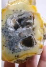 Bal-Sarı ve Buz-Mavi Dendritik Opal Levha - Kuvars Jeot Boşlukları ve Siyah Dendrit Tüyler, 377g