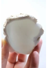 Ice Blue Opal Slice – Translucent Sky Blue Core with Milky White Porcelain Frame, 140g