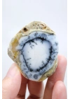 Halkalı Göz Desenli, Buz Mavisi ve Beyaz Dendritik Opal Örneği, 59 g