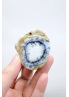 Halkalı Göz Desenli, Buz Mavisi ve Beyaz Dendritik Opal Örneği, 59 g