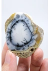 Halkalı Göz Desenli, Buz Mavisi ve Beyaz Dendritik Opal Örneği, 59 g
