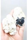 Indigo Mavisi Dendritik Opal Çifti, Koyu Gri Merlinit Kristali
