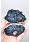 Indigo Mavisi Dendritik Opal Çifti, Koyu Gri Merlinit Kristali