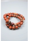 Energia del Fuoco Rosso, Passione e Forza Incrollabile: Brillante Sfera di Jaspe Rosso Taglio a Peste 8mm Collana