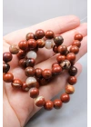 Energia del Fuoco Rosso, Passione e Forza Incrollabile: Brillante Sfera di Jaspe Rosso Taglio a Peste 8mm Collana