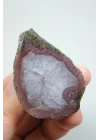 Magenta Kırmızılı Mor Quartz Çekirdekli Siyah Deniz Akik Çifti