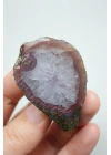Magenta Kırmızılı Mor Quartz Çekirdekli Siyah Deniz Akik Çifti
