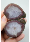 Magenta Kırmızılı Mor Quartz Çekirdekli Siyah Deniz Akik Çifti