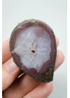 Magenta Kırmızılı Mor Quartz Çekirdekli Siyah Deniz Akik Çifti