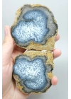 Merlinite (Dendritik Opal) - Mavi ve Beyaz Dendritik Opal Çift
