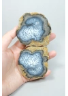 Merlinite (Dendritik Opal) - Mavi ve Beyaz Dendritik Opal Çift