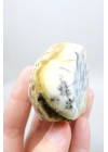 Merlinit (Dendritik Opal) - Mavi Kalsedon ve Bal Opalı Serbest Form | İçgörü ve Denge Taşı, 117g