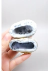 Merlinit (Dendritik Opal) - Mavi Kalsedon ve Bal Opal Cilalanmış Çift | Fikir ve Dengelenme Taşı