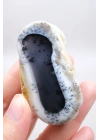 Merlinit (Dendritik Opal) - Mavi Kalsedon ve Bal Opal Cilalanmış Çift | Fikir ve Dengelenme Taşı