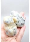 Merlinit (Dendritik Opal) - Mavi Kalsedon ve Bal Opal Cilalanmış Çift | Fikir ve Dengelenme Taşı