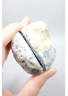 Merlinit (Dendritik Opal) - Mavi Kalsedon ve Bal Opal Cilalanmış Çift | Fikir ve Dengelenme Taşı