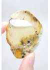 Merlinit Dilimi – Şeffaf Sarı ve Beyaz Dendritik Opal ile İnce Siyah İçerikler, 13g