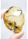 Merlinit Dilimi – Şeffaf Sarı ve Beyaz Dendritik Opal ile İnce Siyah İçerikler, 13g