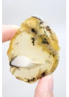 Merlinit Dilimi – Şeffaf Sarı ve Beyaz Dendritik Opal ile İnce Siyah İçerikler, 13g