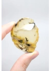 Merlinit Dilimi – Şeffaf Sarı ve Beyaz Dendritik Opal ile İnce Siyah İçerikler, 13g