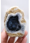 شريحة من حجر الأوبال الشجري (Dendritic Opal) بلون أزرق داكن وأبيض - ميرلينيت (Merlinite) مع شوائب سوداء، الوزن 203 غرامات.