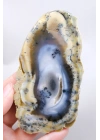 Multicolor Dendritischer Opal Scheibe - Eiskern mit Honiggelbem Band & Feinen Schwarzen Dendriten, 201g