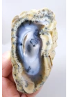Multicolor Dendritischer Opal Scheibe - Eiskern mit Honiggelbem Band & Feinen Schwarzen Dendriten, 201g