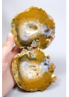 Hardal Sarısı ve Süt Beyazı Merlinite Çifti (Dendritik Opal) ile Kar Beyazı Jeot, 695g