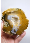 Hardal Sarısı ve Süt Beyazı Merlinite Çifti (Dendritik Opal) ile Kar Beyazı Jeot, 695g