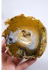 Hardal Sarısı ve Süt Beyazı Merlinite Çifti (Dendritik Opal) ile Kar Beyazı Jeot, 695g