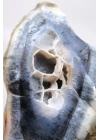 Natural Mavi & Bal Rengi Merlinite Geode Dilimi - Dendtritik Opal Kesilmiş Plaka ile Druzy Kuvars Boşluğu, 308g
